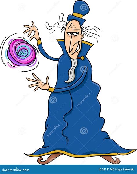 Sorcerer Casting A Spell Vector Illustration Evil Wizard Cartoon