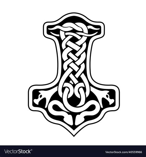 Thor S Hammer Mjolnir Celtic Knot Scandinavian Vector Image