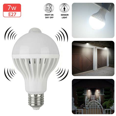 Motion Sensor Light Bulbs, 7W E27 Motion Activated Security Light Bulb