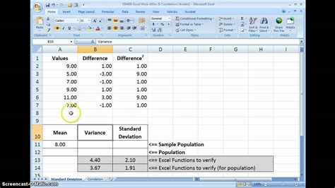 Excel Formulas And Functionsstandard Deviation Youtube