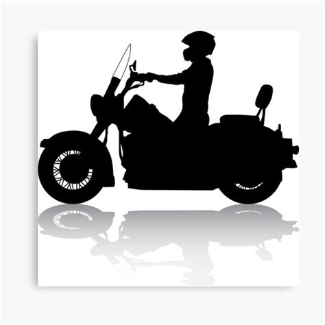 Cruiser Motorcycle Silhouette With Rider And Shadow Canvas Print For