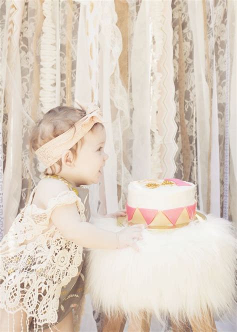 First Birthday Smash Cake Bohemian Chic Arrows Feathers Baby Girl