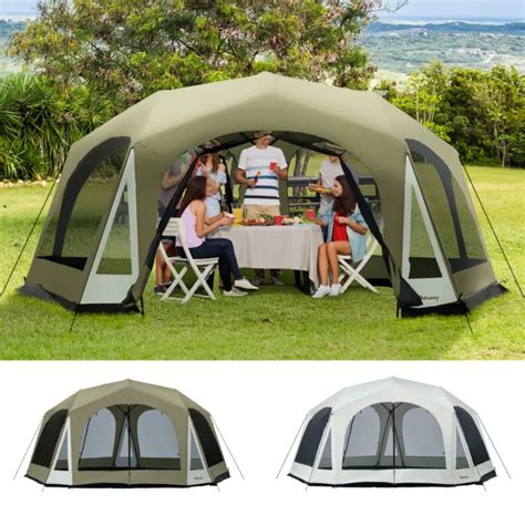 20 Person Camping Tent With Steel Frame 8 Mesh Windows 2 Doors Carry