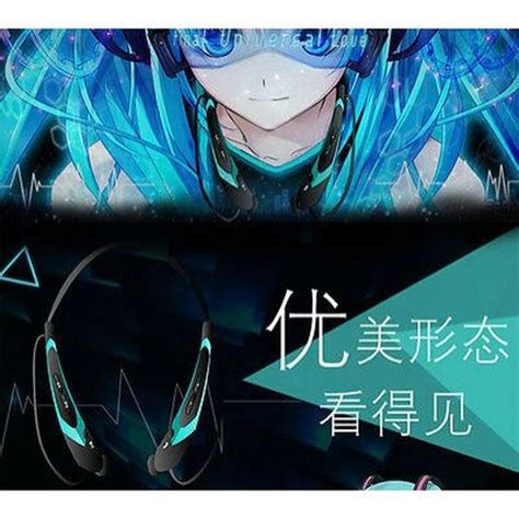 Anime Hatsune Miku Stereo Headset Neckband Fone De Ouvido Bluetooth Sem