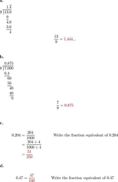 Convert The Following Fractions To Decimals And The Decimals Quizlet