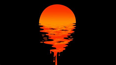 Download Wallpaper 1366x768 Lake Sunset Orange Minimal Dark Tablet