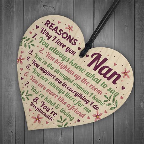 Why I Love You Nan Ts Wooden Heart Nan Cards From Grandson