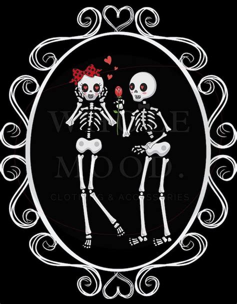 Skeleton Love Couple Romantic Halloween Digital Clipart Etsy