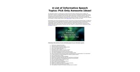 A List Of Informative Speech Topics Pick Only Awesome Ideas