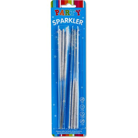Party Sparklers Silver Colours Pack Of 12 The Party Superstore