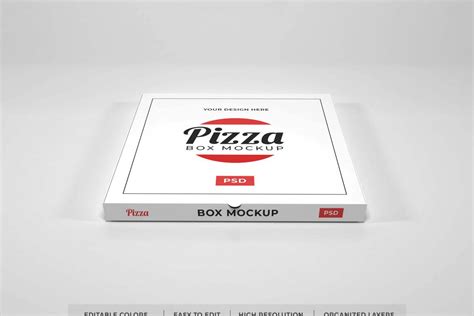 Realistic Pizza Box Packaging Mockup Template Deeezy