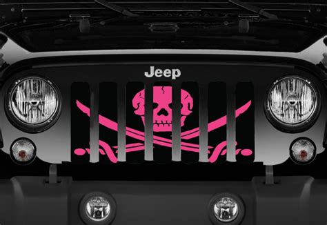 Jeep Wrangler Ahoy Matey Hot Pink Pirate Flag Grille Insert Dirty Acres