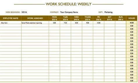 14 Excel Work Schedule Template Sample Excel Templates