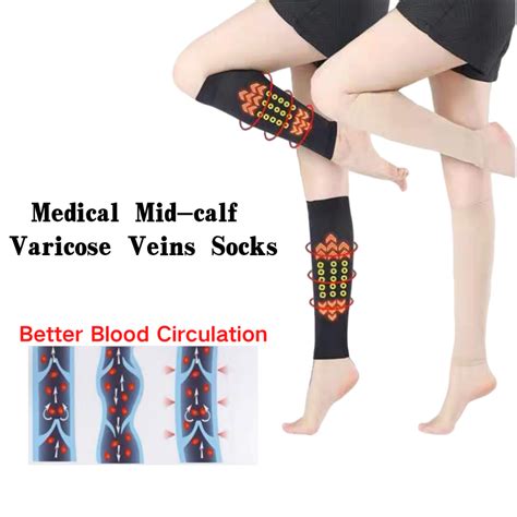 1 Pair Compression Stockings Sleeve Varicose Veins Socks Level 2 Compression Brace Wrap Leg Shin