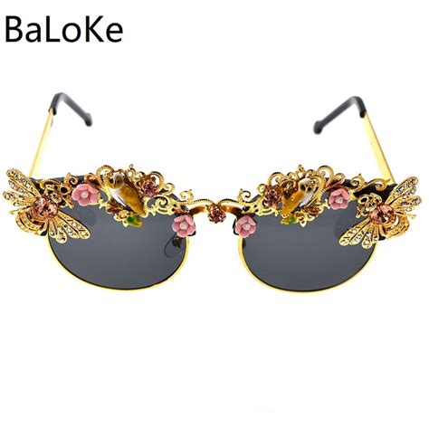 Sunglasses Women Brand Crystal Rhinestone Sunglasses Baroque High Quality Retro Aliexpress