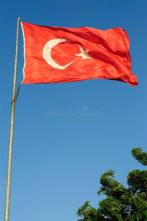 Huge Turkish Flag On Blue Sky Stock Photo Image Of Beauty Colors