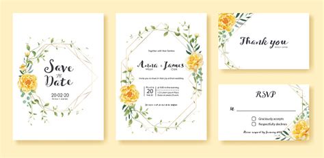 The statement closing date for your credit card is the date that the current billing cycle ends. Wedding Invitation Save The Date Thank You Rsvp Card Design Template Yellow Flower Silver Dollar ...