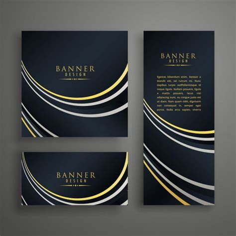 Wavy Collection Of Luxury Banners In Different Shapes Eps Vector