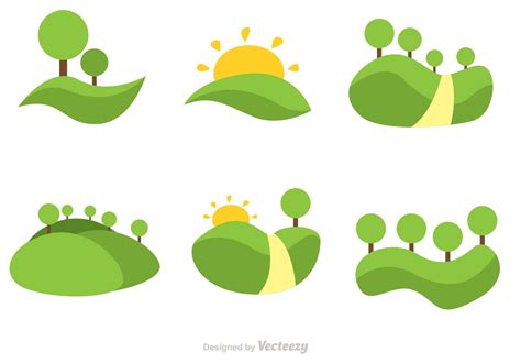 Vector Rolling Hills Flat Icons Download Free Vector Art Stock