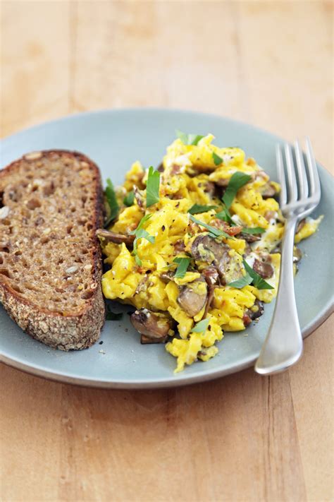Breakfast is served in the morning. Scrambled Eggs With Mushrooms and Goat Cheese | POPSUGAR Food