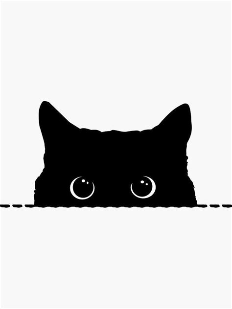Black Cat Peeking Sticker By Nameonshirt Black Cat Drawing Black Cat