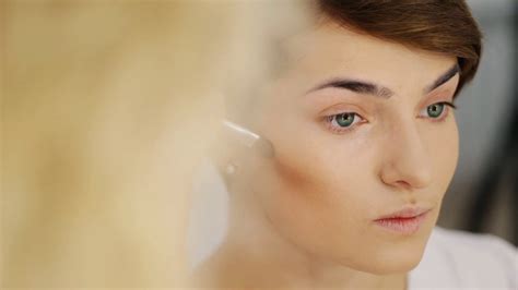 Close Up Of Model Applying Makeup Contouring Stock Footage Sbv
