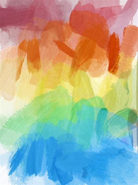 Rainbow Art Painted Background Image With Brush Strokes Stock