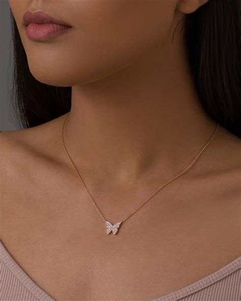 Diamond Butterfly Necklace Foroworld Com