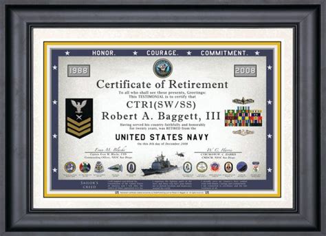 Retirement Or Service Certificates For Navy Also Available For Spouse