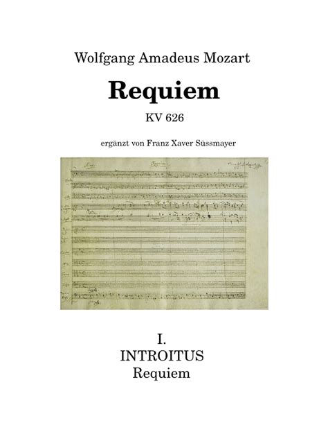 Mozart Requiem In D Moll Kv 626 I Introitus Requiem Sheet