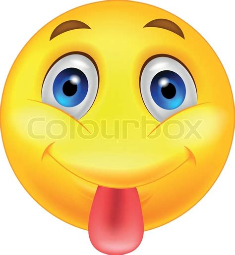 Vector Illustration Of Smiley Emoticon Sticking Out His Tongue Stock