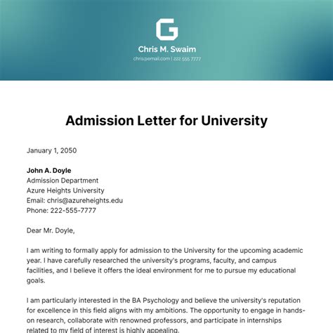 Free Admission Letter Templates And Examples Edit Online And Download
