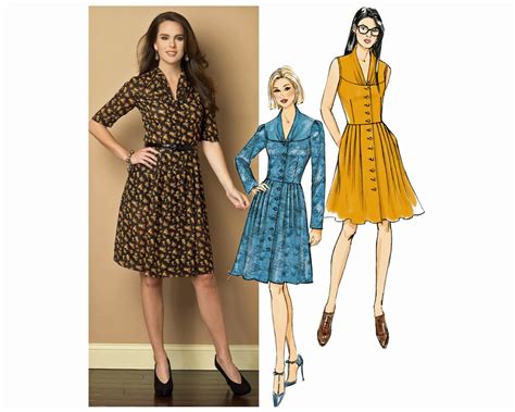 Sewing Pattern For Dress Fit And Flared Button Down Easy Etsy Flare