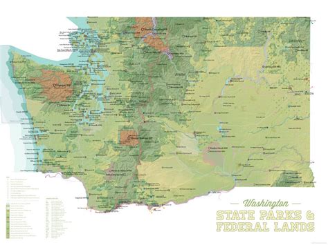 Washington State Parks And Federal Lands Map 18x24 Poster Best Maps Ever
