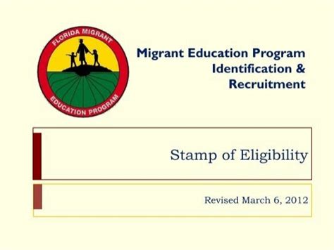 Stamp Of Eligibility Florida Migrant Education Program The Fl