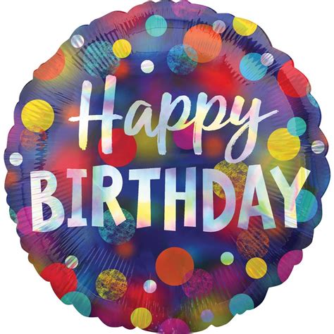 Happy Birthday Party Dots Foil Balloon Iridescent Big W