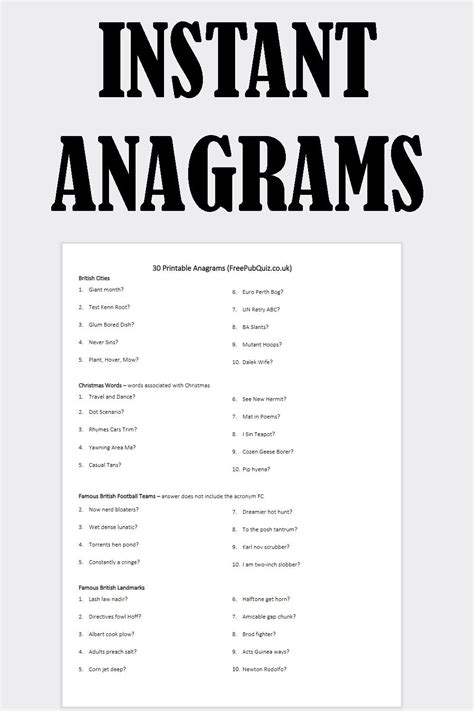 Anagrams For Kids Printable
