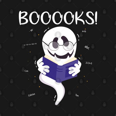 Booooks Cute Ghost Reading Books Halloween T Shirt Reading Books T