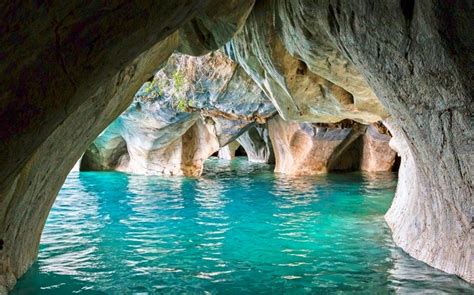 Nature Landscape Marble Cathedral Cave Chile Lake Water