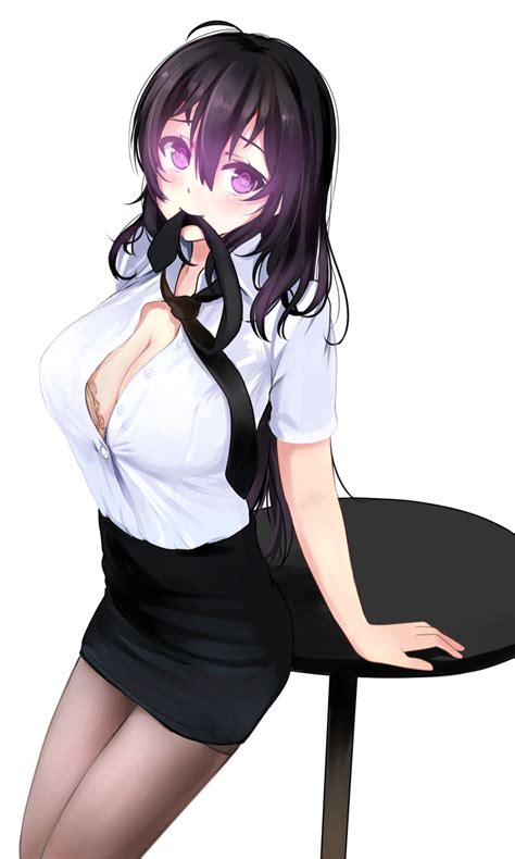 Wallpaper Anime Girls Miyaura Sanshio Long Hair Black Hair Purple Eyes Bra Open Shirt