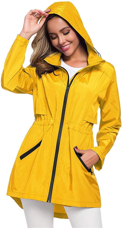 Avoogue Womens Lightweight Waterproof Rain Jacket Raincoat