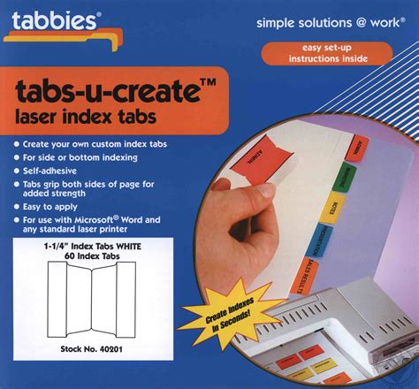 Tabs-U-Create Laser Index Tabs Pack of 60 (Stock No. 40201) by Tabbies