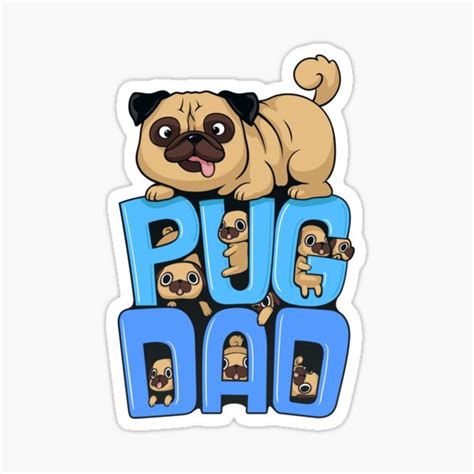Pug Dad Sticker By Cartoonice Redbubble
