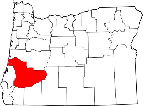Image Map Of Oregon Highlighting Douglas County