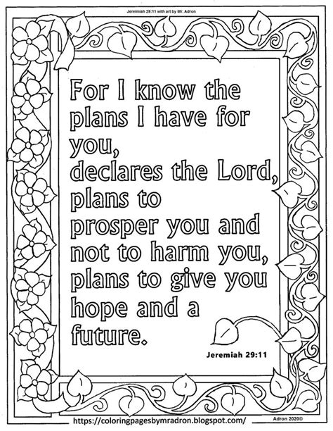 Free Jeremiah 2911 Print And Color Page Bible Verse Coloring Page