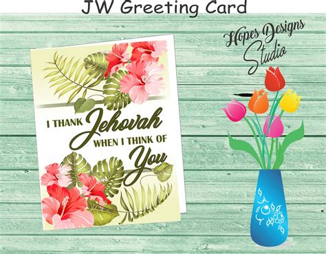 Jw Tsjw Greeting Cardi Thank Jehovah Tropical Etsy