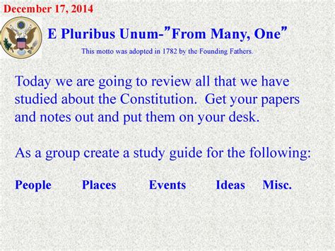 E Pluribus Unum ”from Many One” Ppt Download