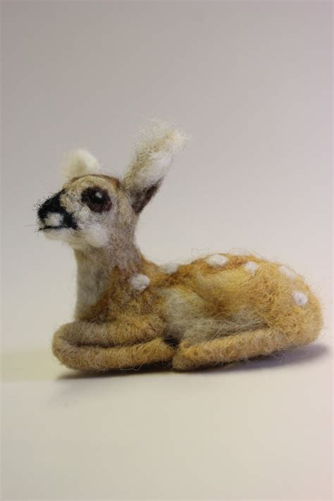 Needle Felted Baby Deer Fawn Figurine Felted Animal Etsy