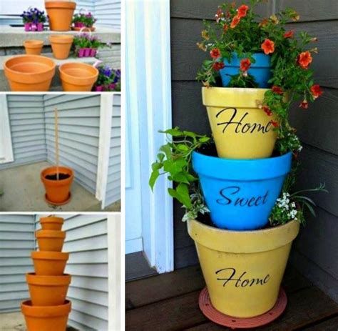 Clay Pot Flower Tower Diy Ideas Video Instructions Flower Tower