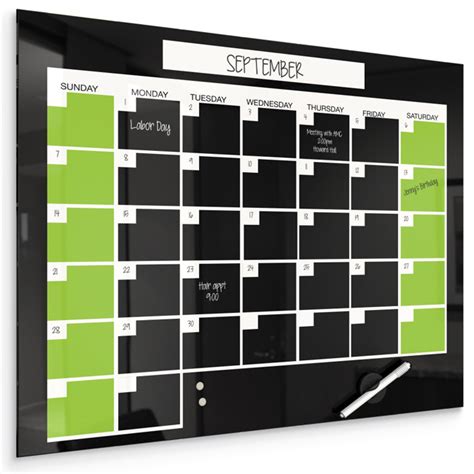 Best Rite Black Magnetic Glass Dry Erase Monthly Calendar 18 X 24